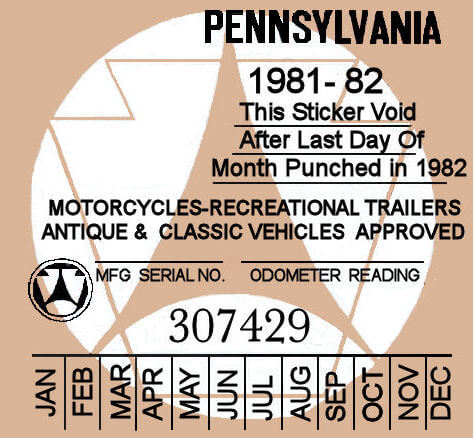 (image for) 1981-82 Pennsylvania Inspection Sticker CLASSIC